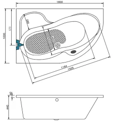 Siko 160 x 100 cm Fortuna Plus baignoire d'angle orientation gauche en acrylique, sans pieds, blanc (FO1600LPLUS)