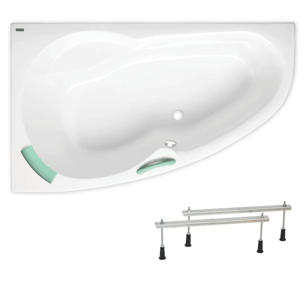 Siko Laguna Fortuna baignoire d'angle avec pieds, 160 x 100 cm, acrylique, gauche, blanc (FO1600LPLUS-SET )
