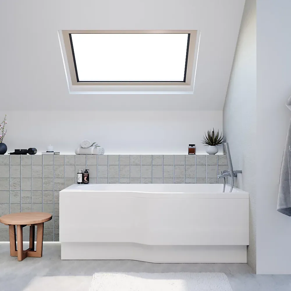 Baignoire Asymétrique|Siko 160x80 cm Beata Plus baignoire bain/douche asymétrique en acrylique, droite + tablier 160 cm + pieds, blanc