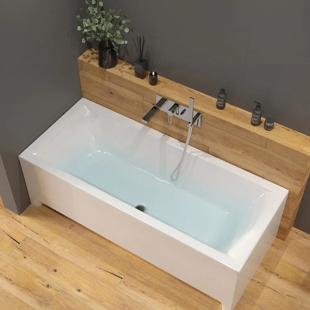 Baignoire Droite|Siko 170x70 cm Cube Way Plus baignoire rectangulaire en acrylique, gauche et droite, sans pieds, blanc (CUB1700PLUS)