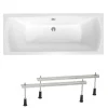 Siko 160x70 cm Cube Way Plus baignoire rectangulaire avec pieds, Acrylique, Gauche et Droite, Blanc (CUB1600PLUS-SET)