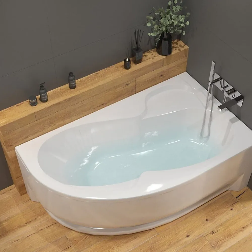 Siko 160x100 cm Fortuna Plus baignoire d'angle avec pieds, Acrylique, Droite, Blanc (FO1600PPLUS-SET)