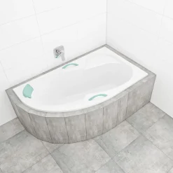 Baignoire Droite|Siko 170x100 cm Fortuna Plus baignoire asymétrique en acrylique, droite, sans pieds, blanc (FO1700PPLUS)