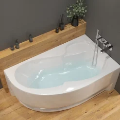 Siko 150x100 cm Fortuna Plus baignoire asymétrique en acrylique, droite, sans pieds, blanc (FO1500PPLUS)