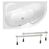 Siko 150x100 cm Fortuna Plus baignoire asymétrique avec pieds, Acrylique, Gauche, Blanc (FO1500LPLUS-SET)