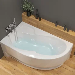 Siko 150x100 cm Fortuna Plus baignoire asymétrique avec pieds, Acrylique, Gauche, Blanc (FO1500LPLUS-SET)