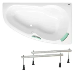 Siko 160x95 cm Laguna Luiza baignoire d'angle avec pieds, acrylique, droite, blanc (LU1600P-SET)