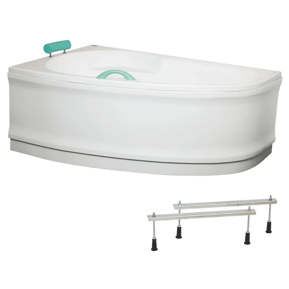 Siko 160x95 cm Laguna Luiza baignoire d'angle en acrylique, gauche + tablier 160 cm + pieds, blanc (LU1600L-SET1)