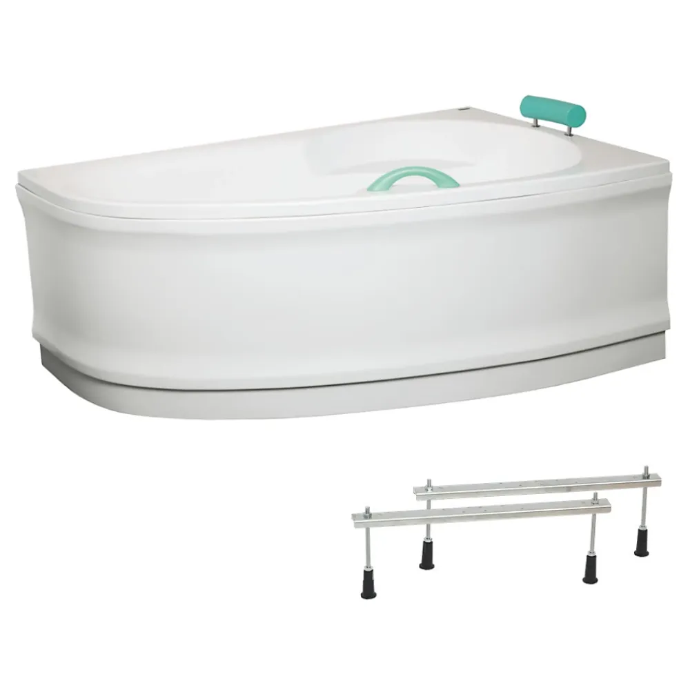 Siko 160x95 cm Laguna Luiza baignoire d'angle en acrylique, droite + tablier 160 cm + pieds, blanc (LU1600P-SET1)