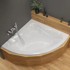 Baignoire D'Angle|Siko 150x150 cm Royale baignoire d'angle en acrylique, gauche et droite, sans pieds, blanc (RO1500NEW)