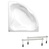 Baignoire D'Angle|Siko 150x150 cm Royale baignoire d'angle avec pieds, Acrylique, Gauche et Droite, Blanc (RO1500NEW-SET)