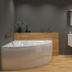 Baignoire D'Angle|Siko 150x150 cm Royale baignoire d'angle avec pieds, Acrylique, Gauche et Droite, Blanc (RO1500NEW-SET)