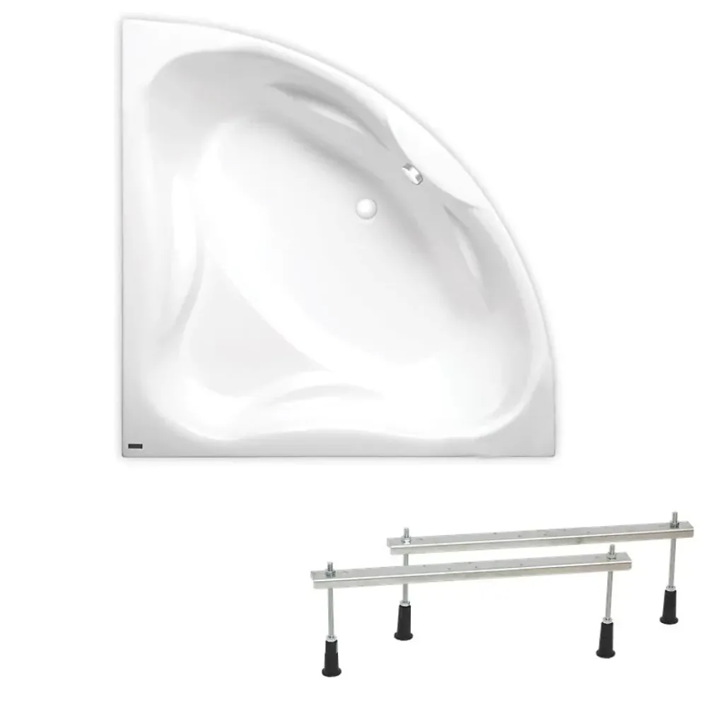 Siko 150x150 cm Royale baignoire d'angle avec pieds, Acrylique, Gauche et Droite, Blanc (RO1500NEW-SET)