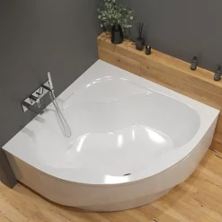 Baignoire D'Angle|Siko 150x150 cm Synthia Plus baignoire d'angle, acrylique, gauche et droite, sans pieds, blanc (SY1500PLUS)
