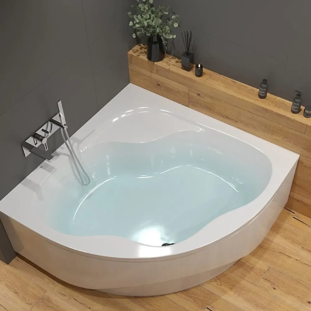 Baignoire D'Angle|Siko 150x150 cm Synthia Plus baignoire d'angle, acrylique, gauche et droite, sans pieds, blanc (SY1500PLUS)