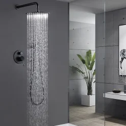 Silla Global Silla Élégant Colonne de Douche en Laiton Encastrée, Ensemble de Douche Mécanique, Noir mat
