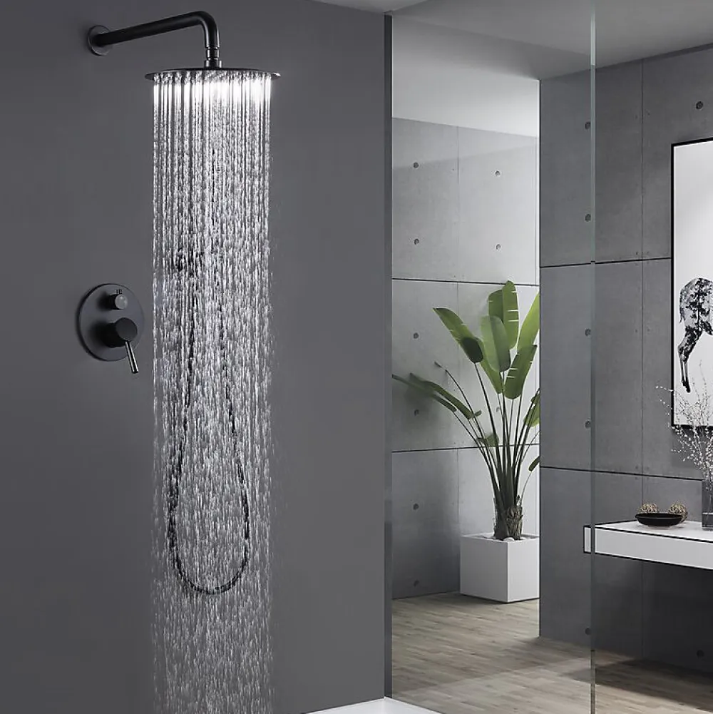 Silla Global Silla Élégant Colonne de Douche en Laiton Encastrée, Ensemble de Douche Mécanique, Noir mat