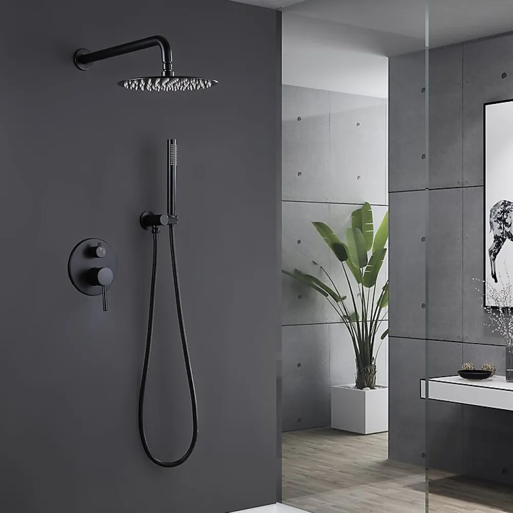 Silla Global Silla Élégant Colonne de Douche en Laiton Encastrée, Ensemble de Douche Mécanique, Noir mat