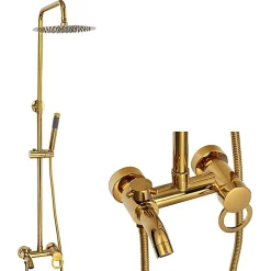 Silla Global Silla Élégant Colonne de Douche retro avec Mitigeur Réglable en Hauteur Système de Douche, Doré