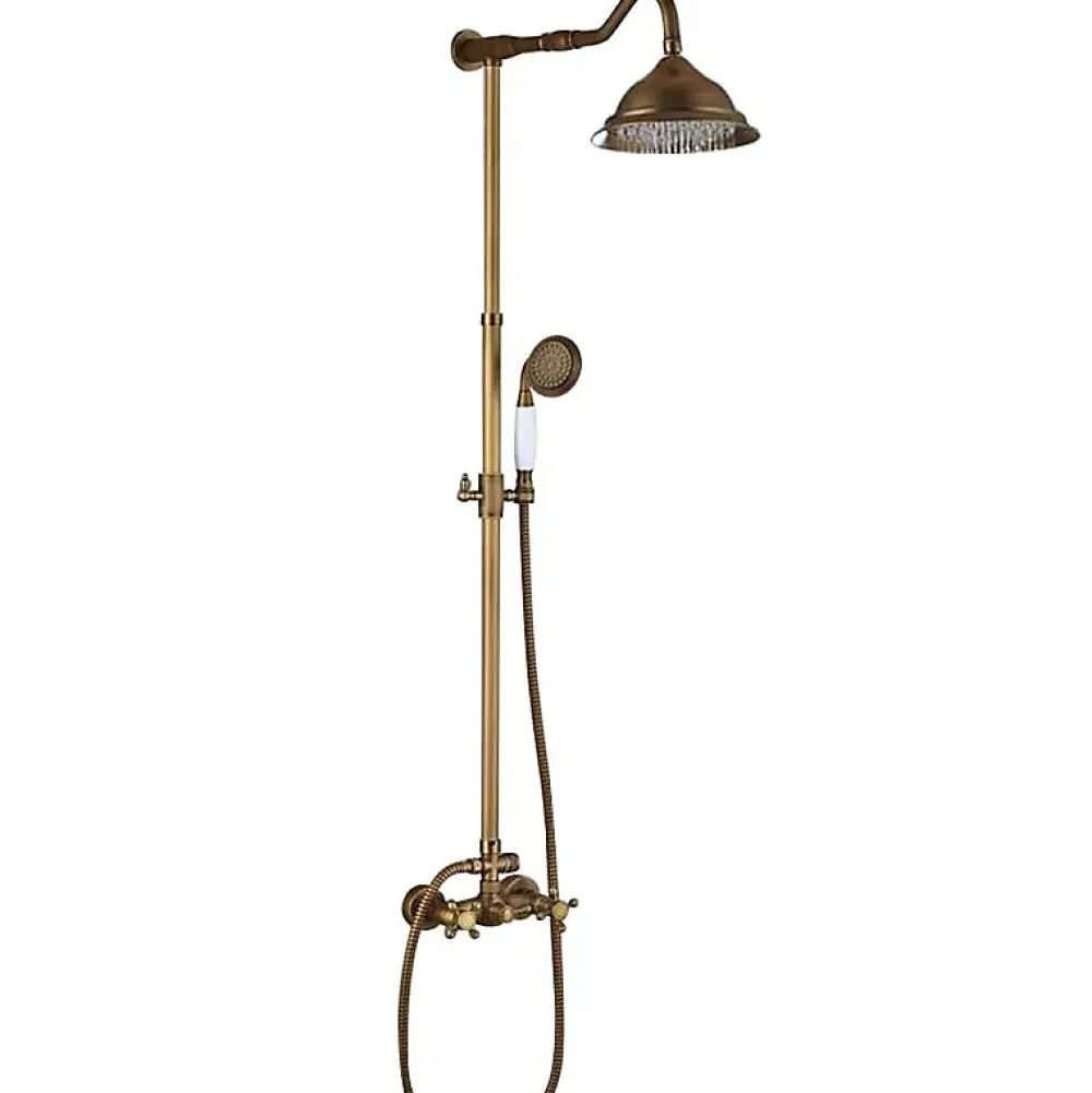 Colonne De Douche Mécanique|Silla Global Silla Élégant Colonne de Douche retro avec Mitigeur Réglable en Hauteur Système de Douche, Doré