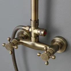 Colonne De Douche Mécanique|Silla Global Silla Élégant Colonne de Douche retro avec Mitigeur Réglable en Hauteur Système de Douche, Doré
