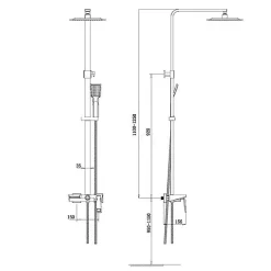 Colonne De Douche Mécanique|Silla Global Silla Élégant Colonne de Douche avec Mitigeur Réglable en Hauteur Système de Douche, Noir / Doré
