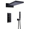 Silla Global Silla Élégant Colonne de Douche Thermostatique en Laiton Encastrée, Ensemble de Douche Mécanique, Noir
