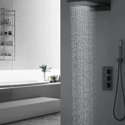 Silla Global Silla Élégant Colonne de Douche Thermostatique en Laiton Encastrée, Ensemble de Douche Mécanique, Noir