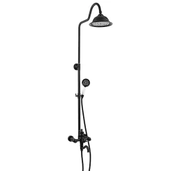 Silla Global Silla Élégant Colonne de Douche retro avec Mitigeur Réglable en Hauteur Système de Douche, Noir