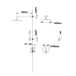 Colonne De Douche Encastrable|Silla Global Silla Élégant Colonne de Douche en Laiton Encastrée, Ensemble de Douche Mécanique, Chrome