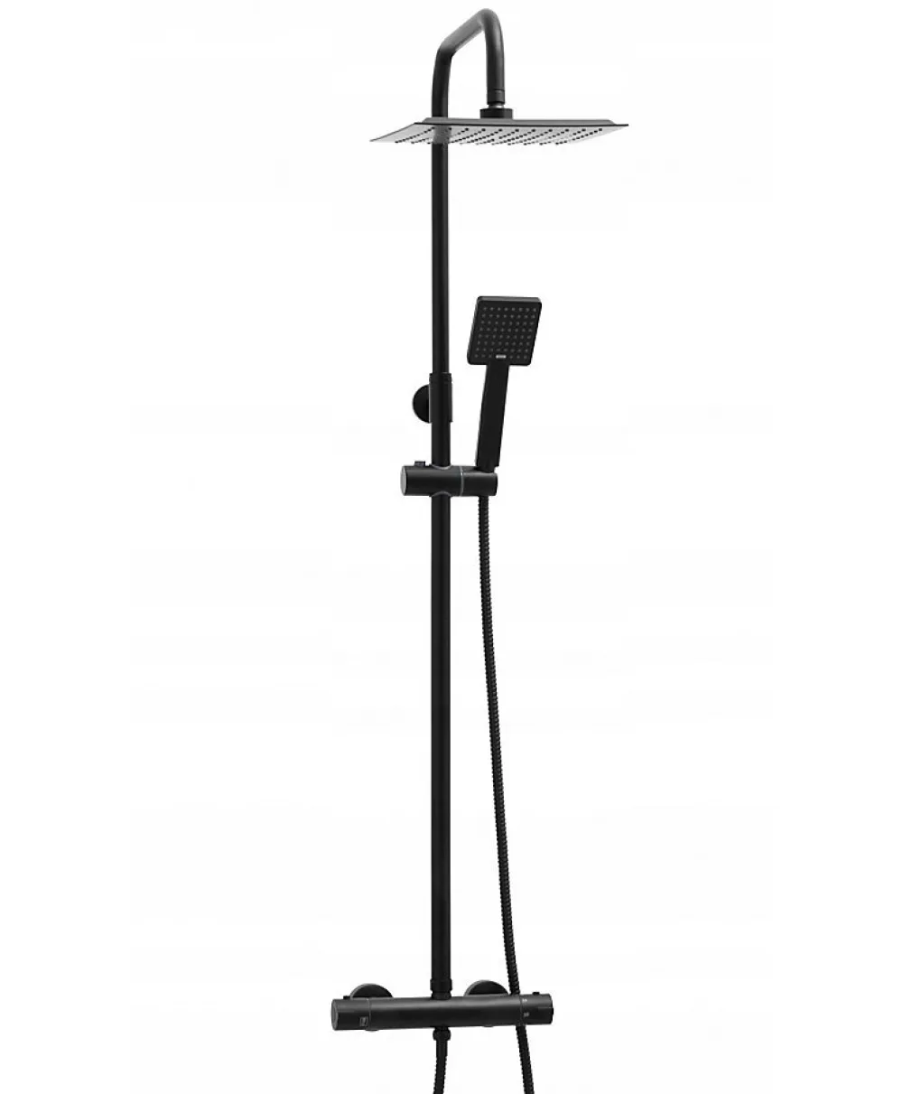 Colonne De Douche Mécanique|Silla Global Silla Élégant Colonne de Douche avec Mitigeur Réglable en Hauteur Système de Douche, Noir mat