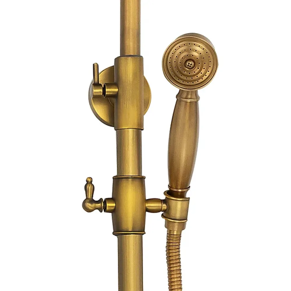 Silla Global Silla Élégant Colonne de Douche retro avec Mitigeur Réglable en Hauteur Système de Douche, Vintage Doré