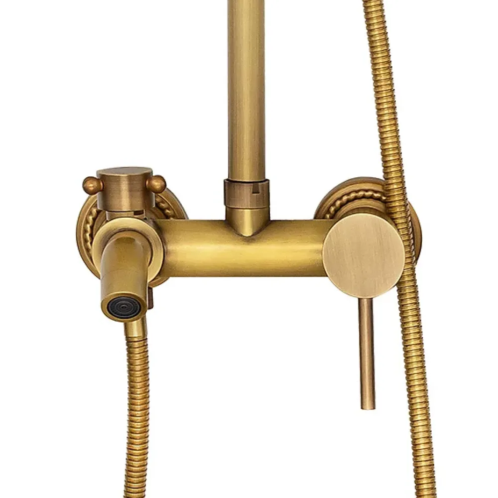 Silla Global Silla Élégant Colonne de Douche retro avec Mitigeur Réglable en Hauteur Système de Douche, Vintage Doré