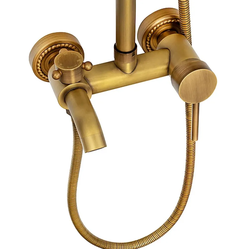 Silla Global Silla Élégant Colonne de Douche retro avec Mitigeur Réglable en Hauteur Système de Douche, Vintage Doré