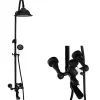 Colonne De Douche Mécanique|Silla Global Silla Élégant Colonne de Douche retro avec Mitigeur Réglable en Hauteur Système de Douche, Noir