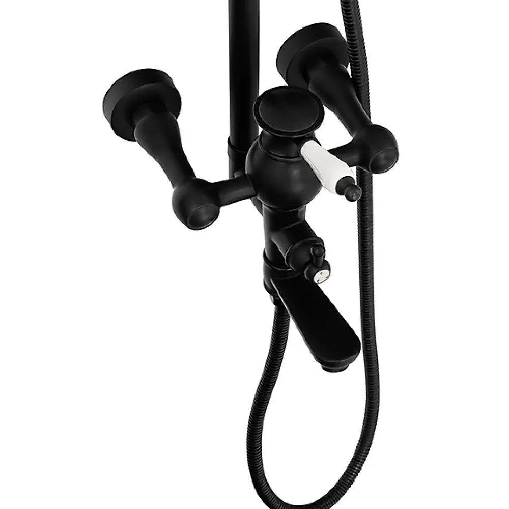 Colonne De Douche Mécanique|Silla Global Silla Élégant Colonne de Douche retro avec Mitigeur Réglable en Hauteur Système de Douche, Noir