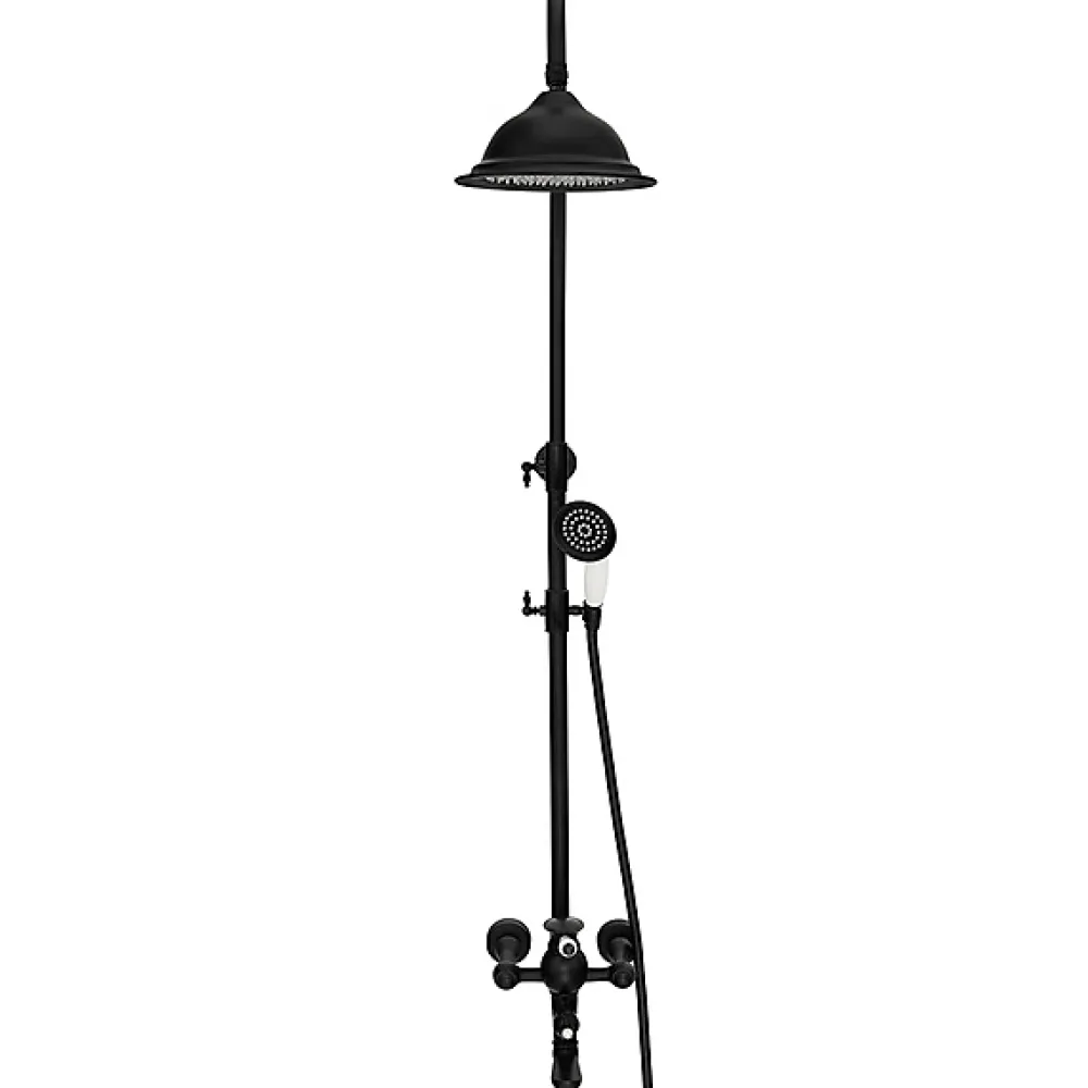 Colonne De Douche Mécanique|Silla Global Silla Élégant Colonne de Douche retro avec Mitigeur Réglable en Hauteur Système de Douche, Noir