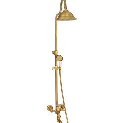 Silla Global Silla Élégant Colonne de Douche retro avec Mitigeur Réglable en Hauteur Système de Douche, Vintage Doré
