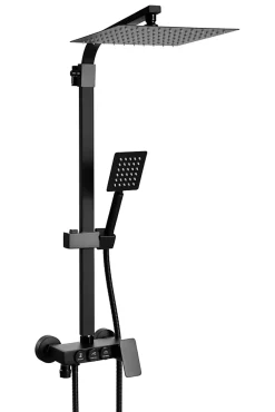 Silla Global Silla Élégant Colonne de Douche avec Mitigeur Réglable en Hauteur Système de Douche, Noir