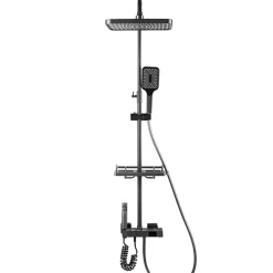 Colonne De Douche Mécanique|Silla Global Silla Élégant Colonne de Douche avec Mitigeur Réglable en Hauteur Système de Douche, Gris
