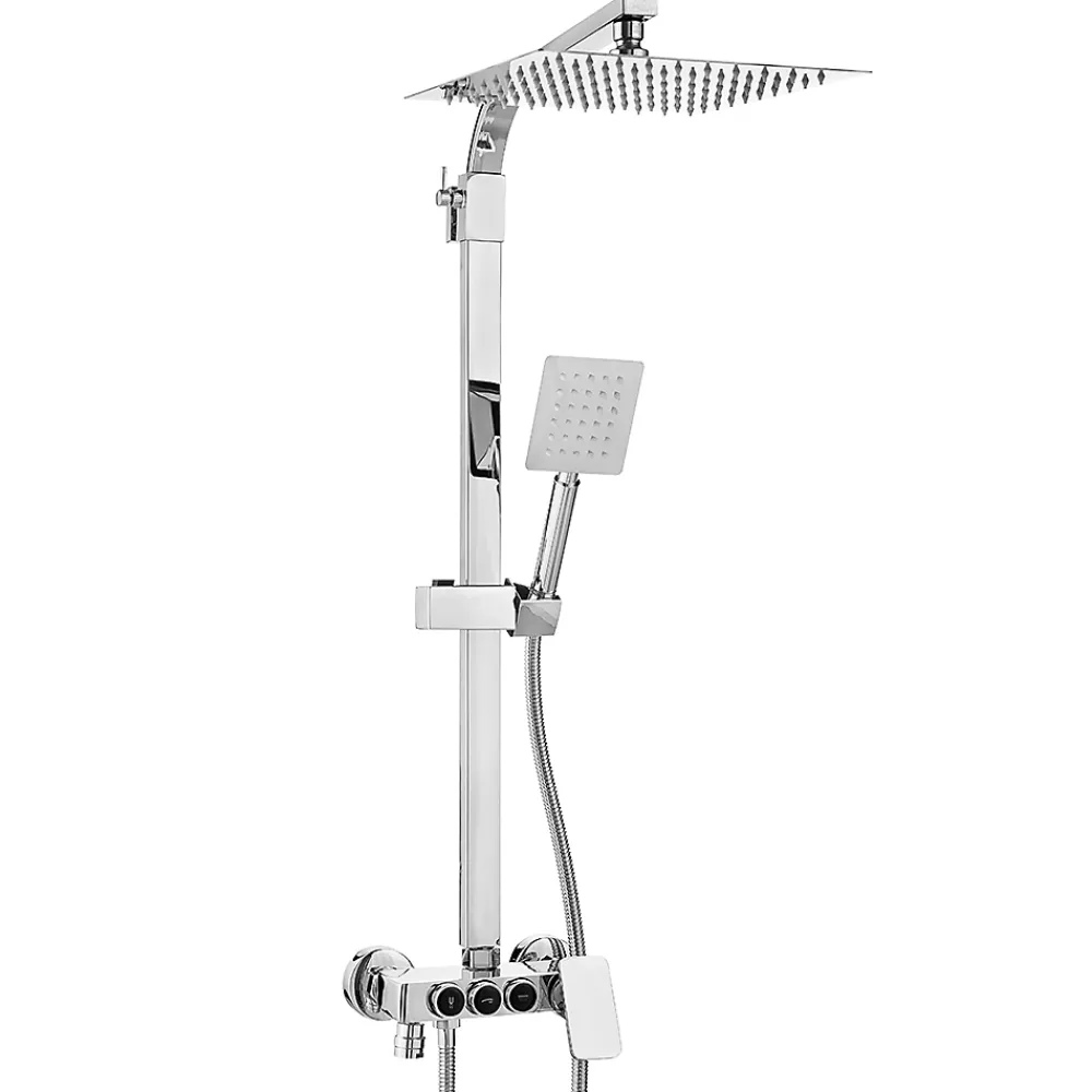 Colonne De Douche Mécanique|Silla Global Silla Élégant Colonne de Douche avec Mitigeur Réglable en Hauteur Système de Douche, Chrome