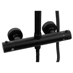 Silla Global Silla Élégant Colonne de Douche avec Mitigeur Réglable en Hauteur Système de Douche termostatique, Noir