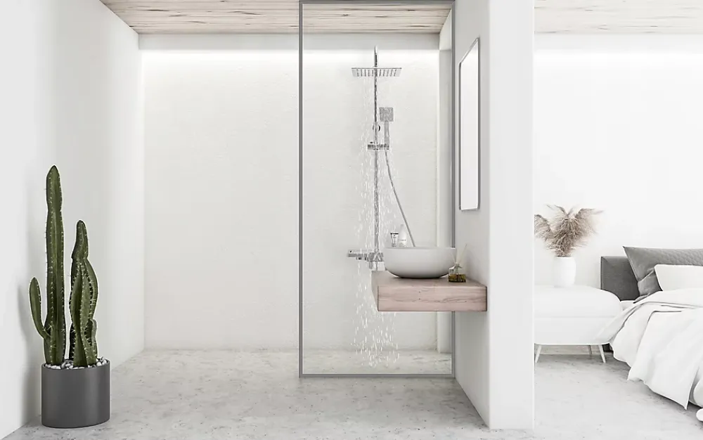 Silla Global Silla Élégant Colonne de Douche avec Mitigeur Réglable en Hauteur Système de Douche, Chrome