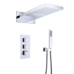 Colonne De Douche Encastrable|Silla Global Silla Élégant Colonne de Douche Thermostatique en Laiton Encastrée, Ensemble de Douche Mécanique, Chrome