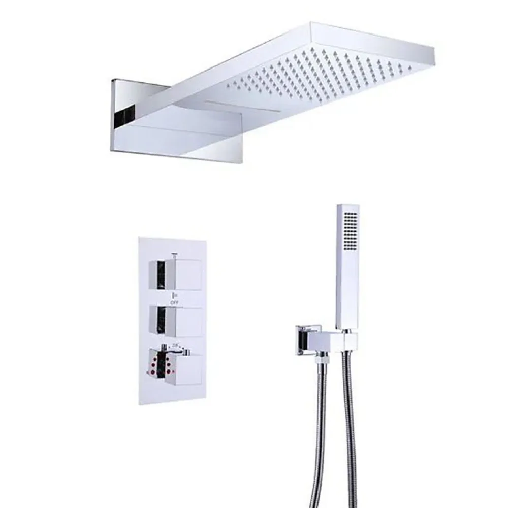 Colonne De Douche Encastrable|Silla Global Silla Élégant Colonne de Douche Thermostatique en Laiton Encastrée, Ensemble de Douche Mécanique, Chrome