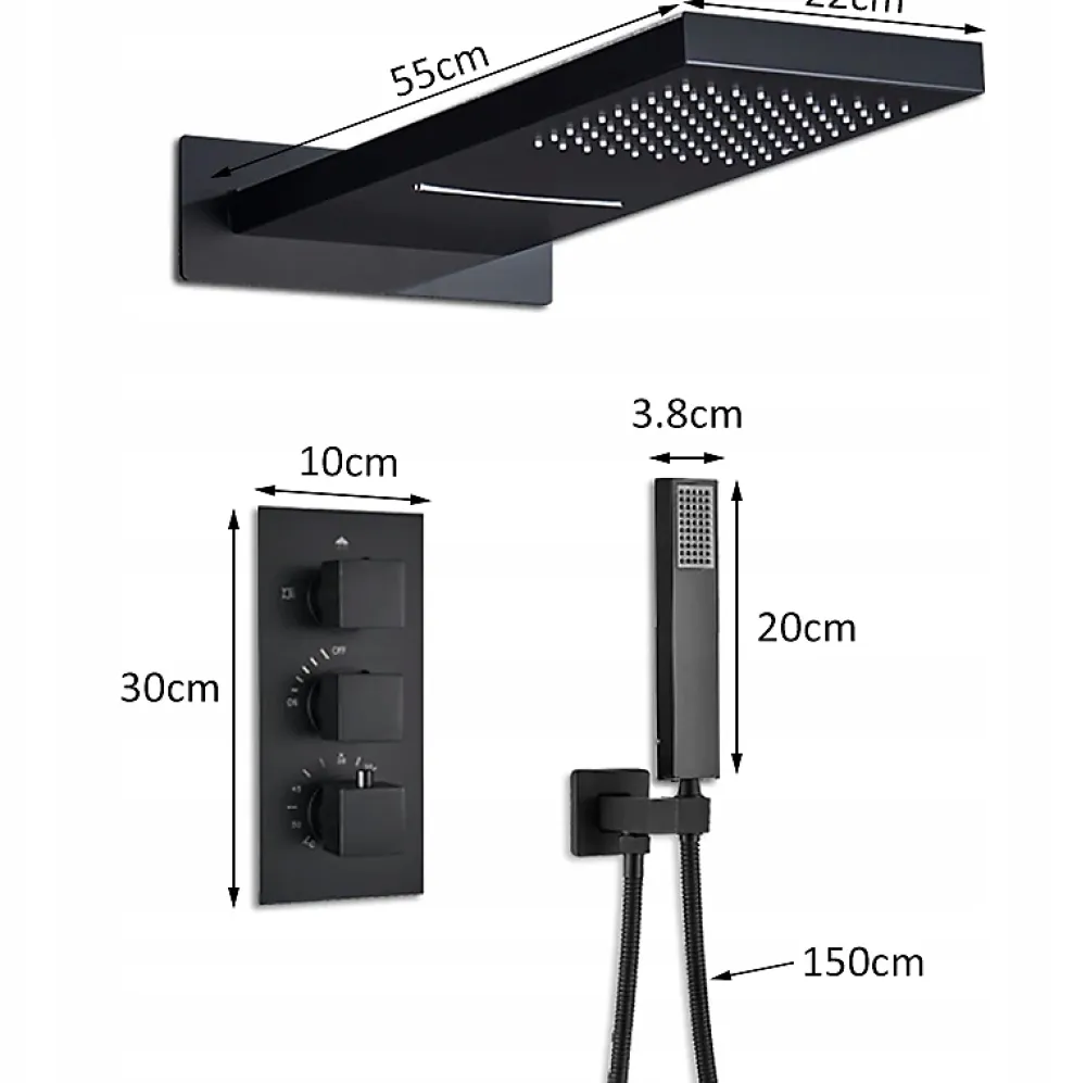 Colonne De Douche Encastrable|Silla Global Silla Élégant Colonne de Douche Thermostatique en Laiton Encastrée, Ensemble de Douche Mécanique, Chrome