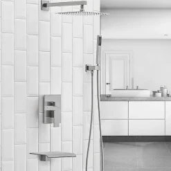 Colonne De Douche Encastrable|Silla Global Silla Élégant Colonne de Douche en Laiton Encastrée, Ensemble de Douche Mécanique, Chrome