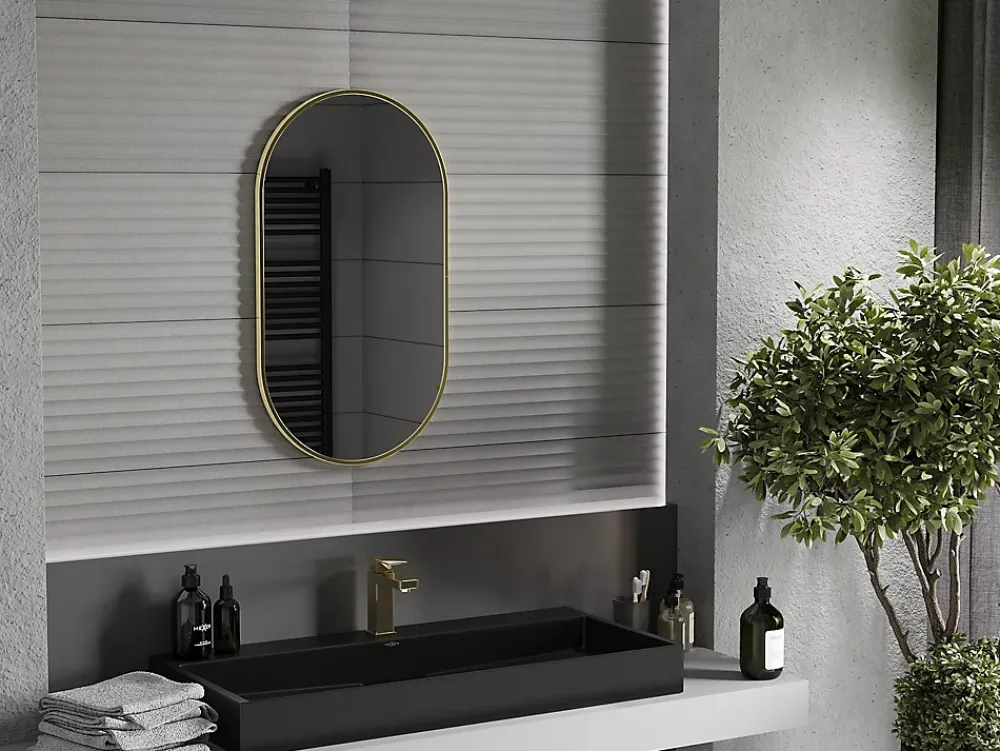 Silla Global SILLA Miroir mural ovale, 80 x 45 cm, cadre doré