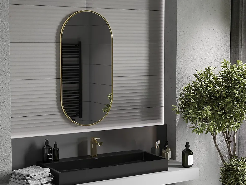 Silla Global SILLA Miroir mural ovale, 100 x 50 cm, cadre doré