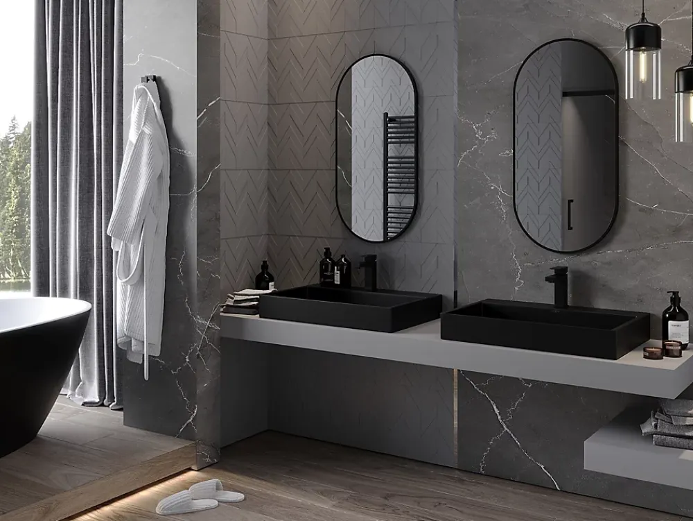 Silla Global SILLA Miroir mural ovale, 90 x 45 cm, cadre noir